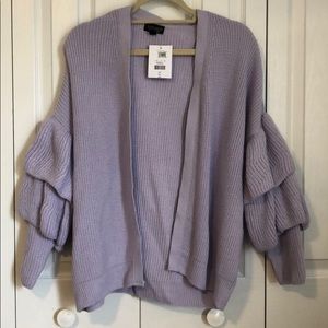 NWT Topshop Ruffle Sleeve Lavender Cardigan